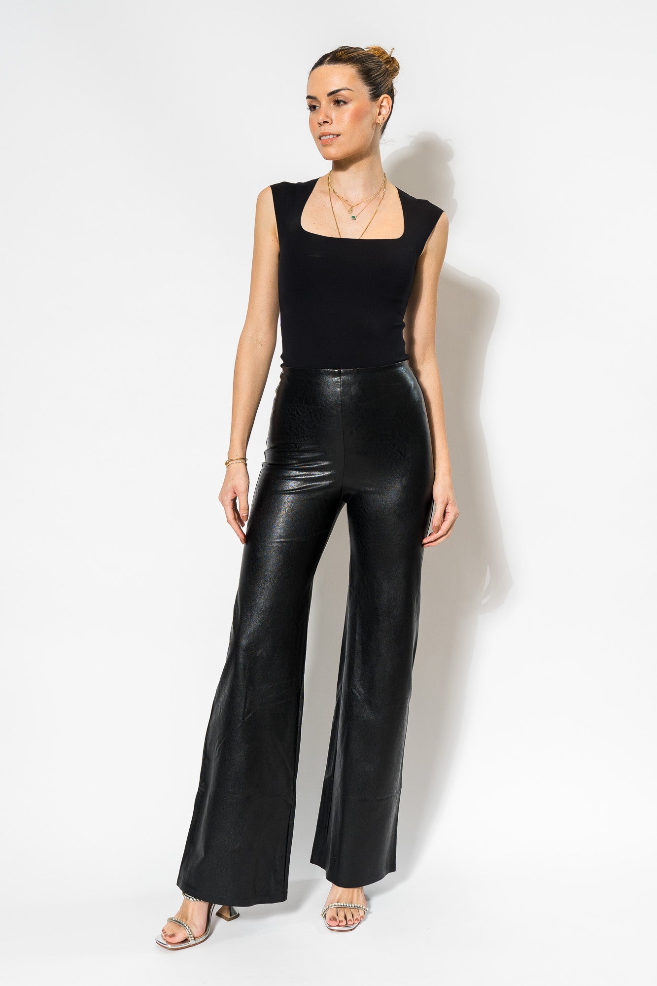 Faux Leather Wide Leg