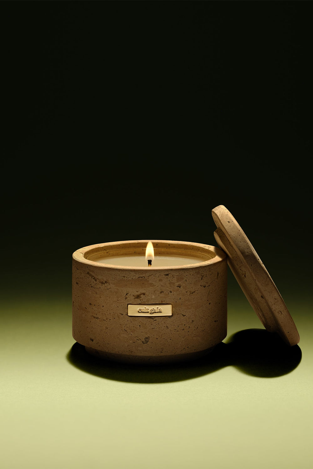 Travertine Candle Vessel & Candle