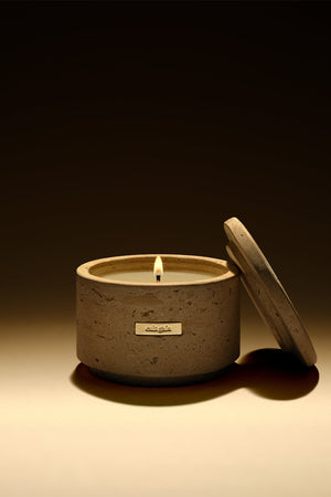 Travertine Candle Vessel & Candle