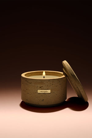 Travertine Candle Vessel & Candle