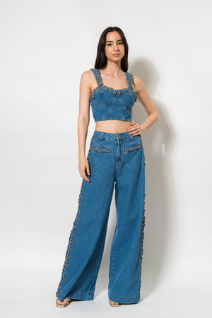 Braided Wide Jeans