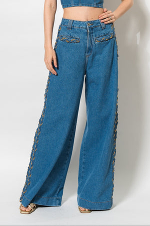 Braided Wide Jeans