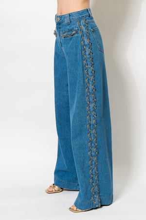 Braided Wide Jeans