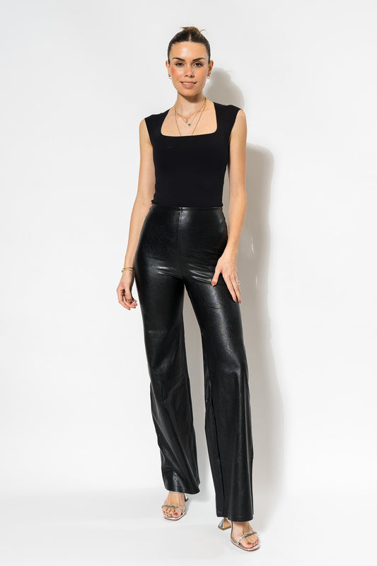 Faux Leather Wide Leg