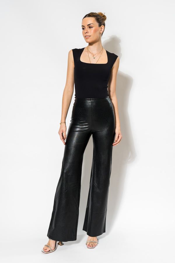 Faux Leather Wide Leg