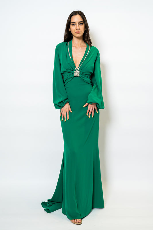 Blouson V-Neck Gown