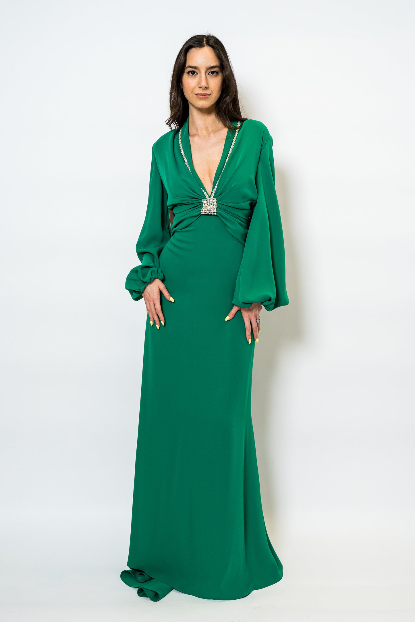 Blouson V-Neck Gown