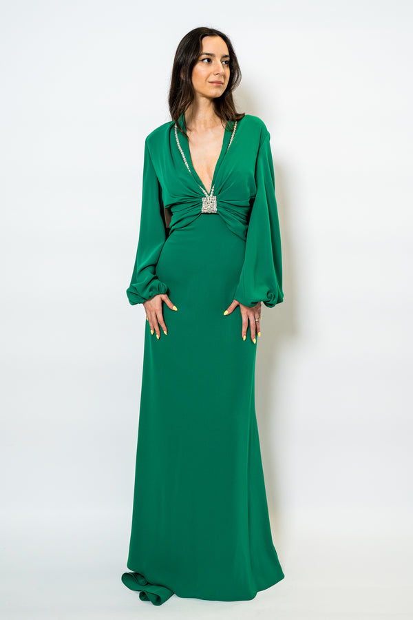 Blouson V-Neck Gown